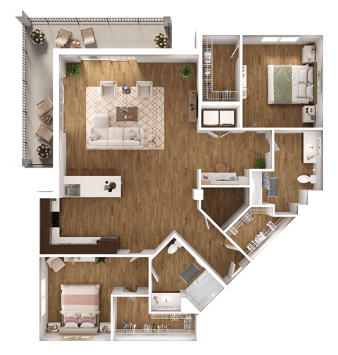 a floor plan of a 3 bedroom apartment at Park View Greer, Greer, South Carolina